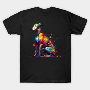 Colorful Abstract Art Greyhound in Splash Paint Style T-Shirt